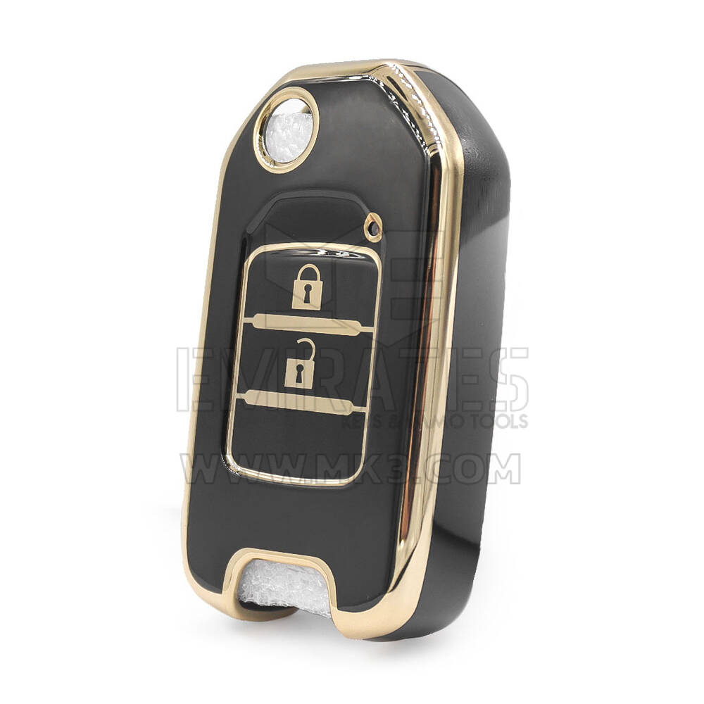 Cubierta Nano de alta calidad para Honda Flip Remote Key 2 botones Color negro