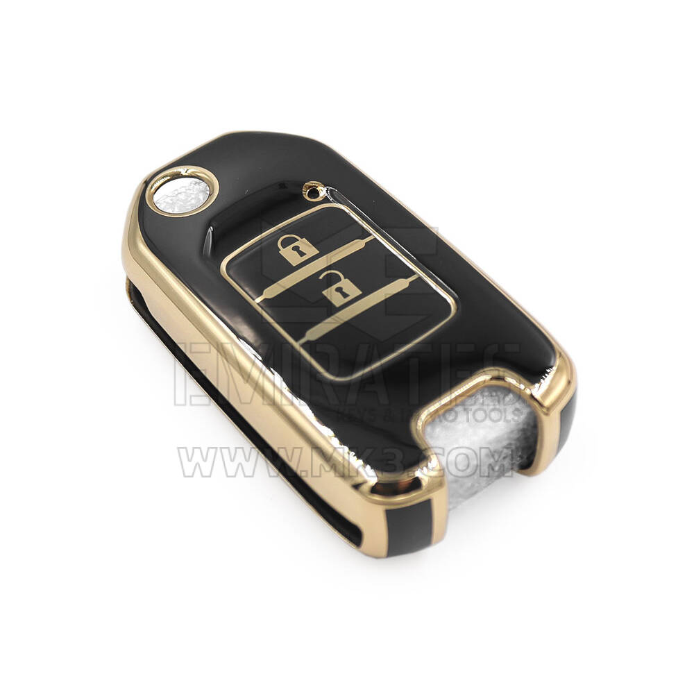Nouvelle couverture de haute qualité Nano Aftermarket pour Honda Flip Remote Key 2 boutons couleur noire | Clés Emirates