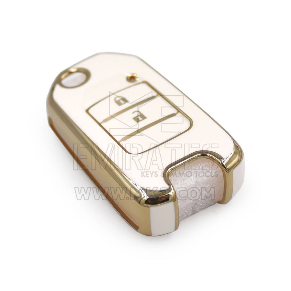 New Aftermarket Nano High Quality Cover For Honda Flip Remote Key 2 Buttons White Color | Emirates Keys