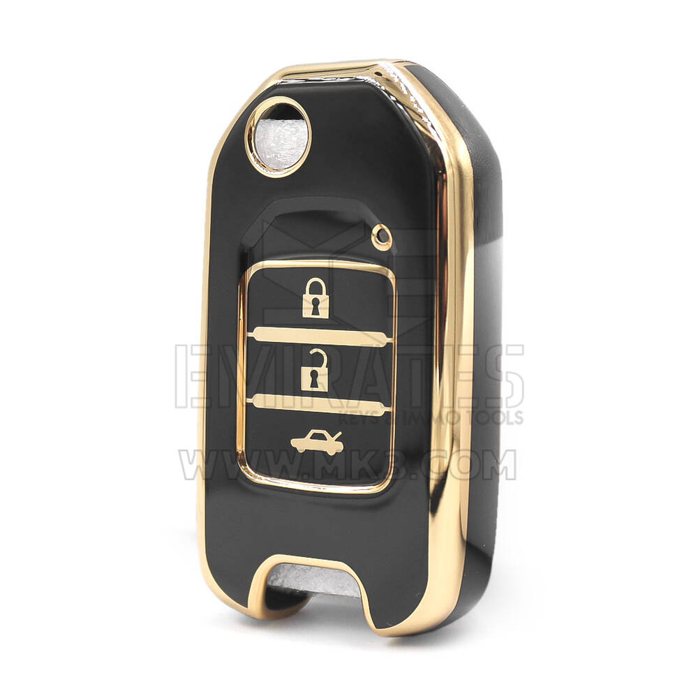 Cubierta Nano de alta calidad para Honda Flip Remote Key 3 botones Color negro