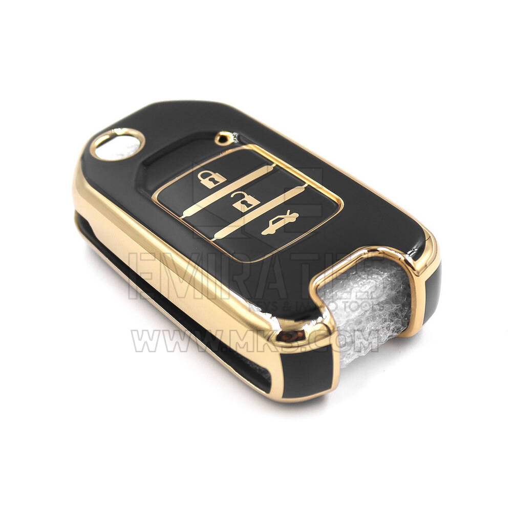New Aftermarket Nano High Quality Cover For Honda Flip Remote Key 3 Buttons Black Color | Emirates Keys