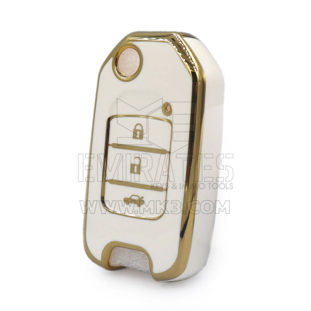 Housse Nano de haute qualité pour Honda Flip Remote Key 3 boutons couleur blanche