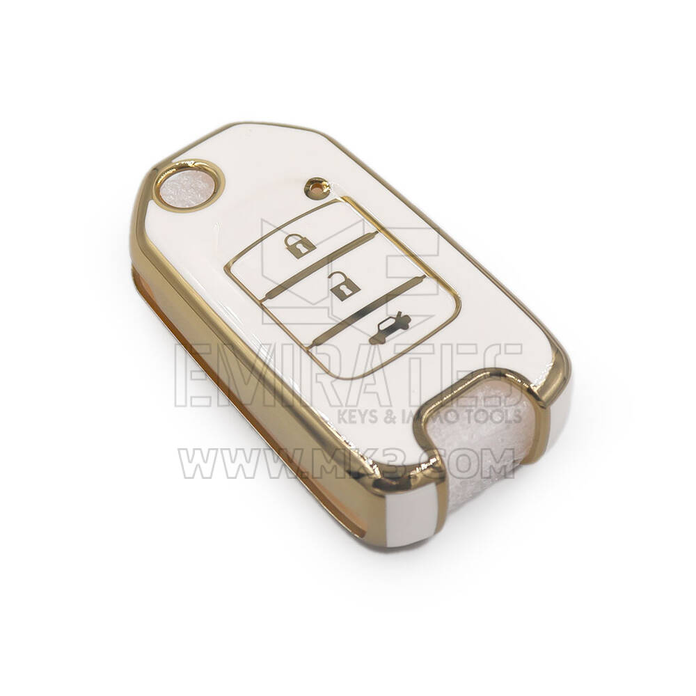 New Aftermarket Nano High Quality Cover For Honda Flip Remote Key 3 Buttons White Color | Emirates Keys