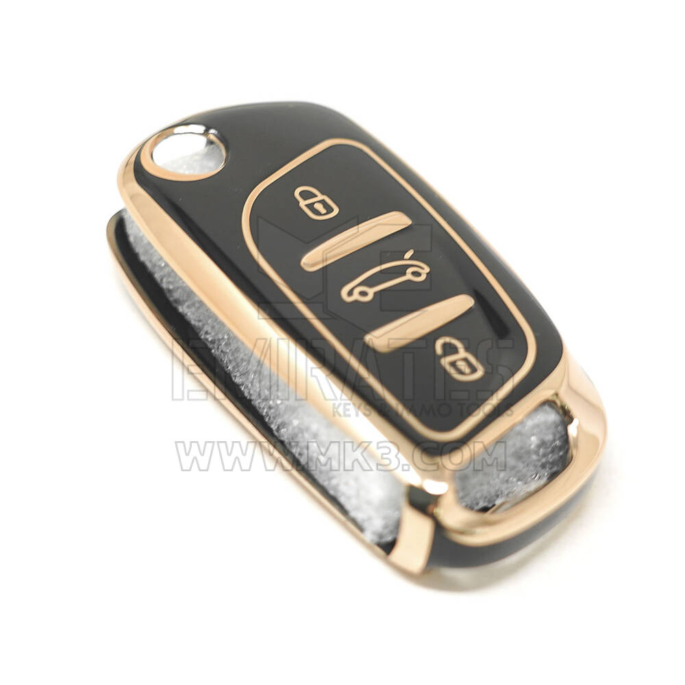 New Aftermarket Nano High Quality Cover For Peugeot Flip Remote Key 3 Buttons Type 1 Black Color 