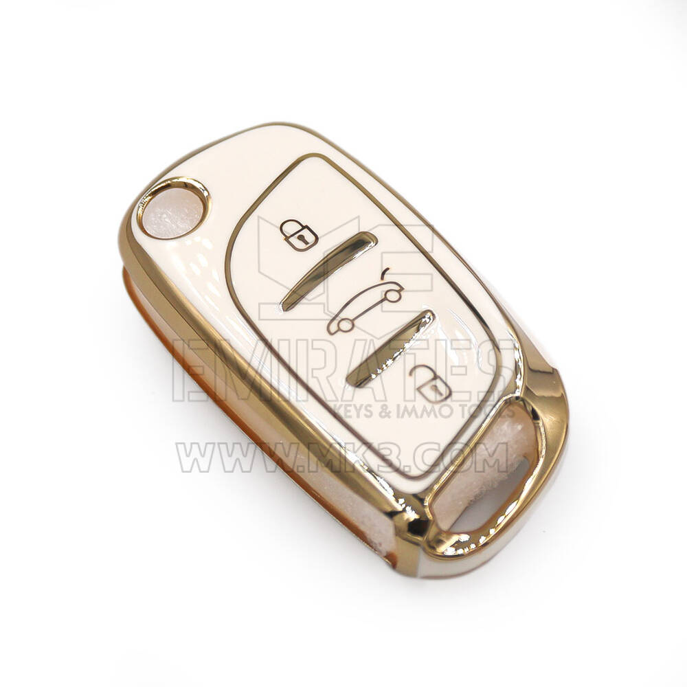 New Aftermarket Nano High Quality Cover For Peugeot Flip Remote Key 3 Buttons White Color | Emirates Keys