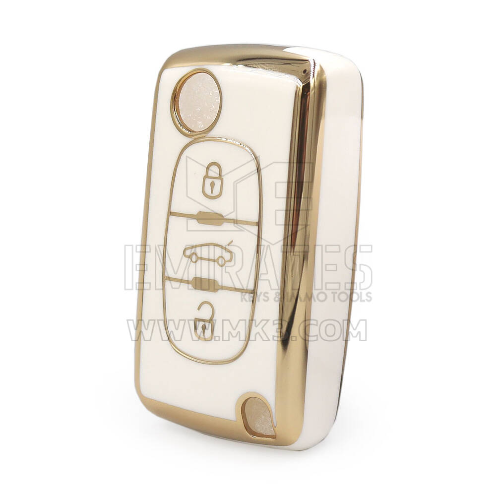 Nano High Quality Cover For Peugeot Remote Key 3 Buttons White Color