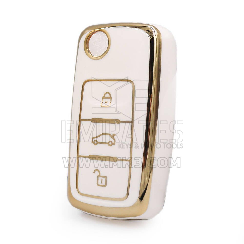 Nano High Quality Cover For Volkswagen Remote Key 3 Buttons White Color