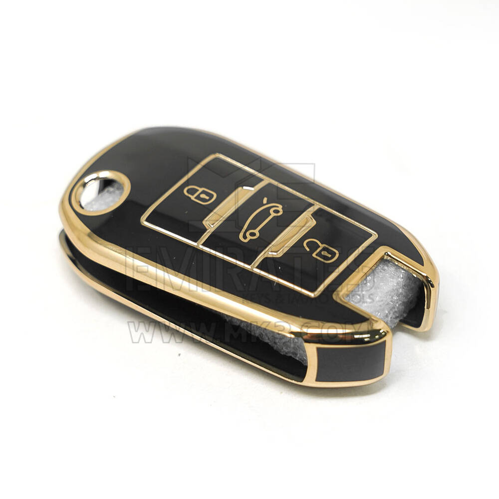 nueva cubierta de alta calidad nano del mercado de accesorios para peugeot 407 408 llave remota 3 botones color negro | Claves de los Emiratos