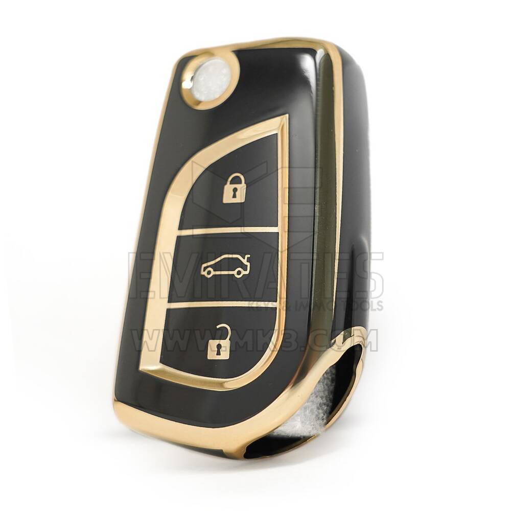 Cover Nano di alta qualità per chiave telecomando Toyota Flip 3 pulsanti colore nero