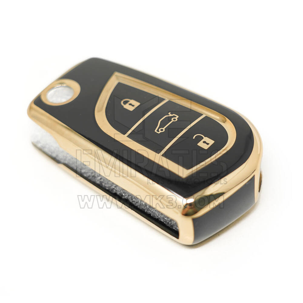 Nuovo Aftermarket Nano Copertura di Alta Qualità Per Toyota Flip Remote Key 3 Pulsanti Colore Nero | Chiavi degli Emirati