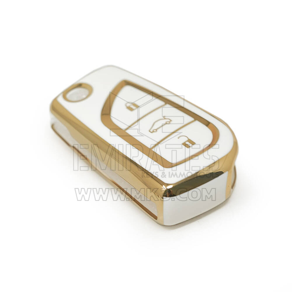 Nuovo Aftermarket Nano Copertura di Alta Qualità Per Toyota Flip Remote Key 3 Pulsanti Colore Bianco | Chiavi degli Emirati