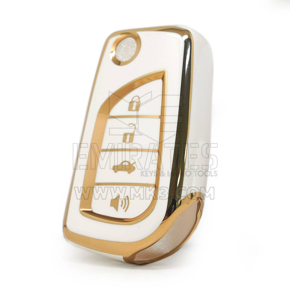 Custodia Nano di alta qualità per chiave telecomando Toyota Flip 3+1 pulsanti colore bianco