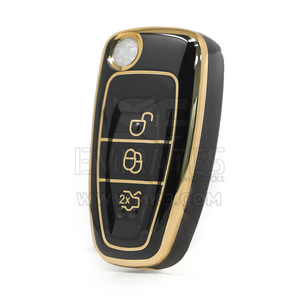Custodia Nano di alta qualità per chiave telecomando Ford Flip 3 pulsanti colore nero