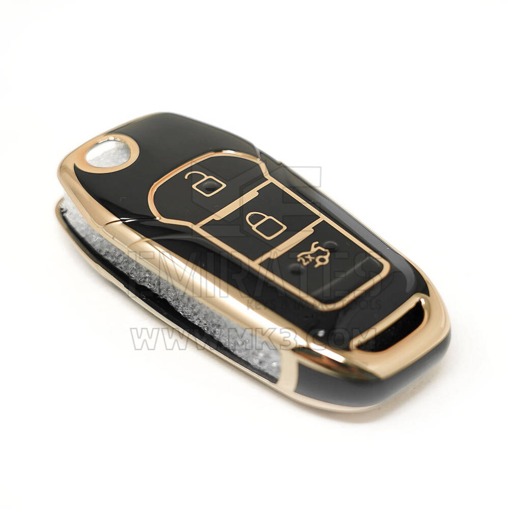Nueva cubierta de alta calidad Nano del mercado de accesorios para Ford Fusion Flip Remote Key 3 botones Color negro | Claves de los Emiratos