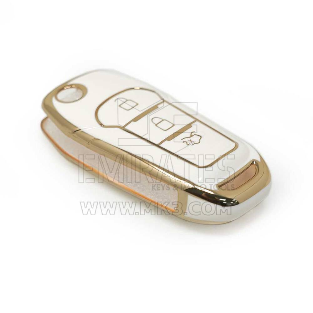 غطاء نانو جديد عالي الجودة لما بعد البيع لسيارة Ford Fusion Flip Remote Key 3 أزرار لون أبيض | الإمارات للمفاتيح