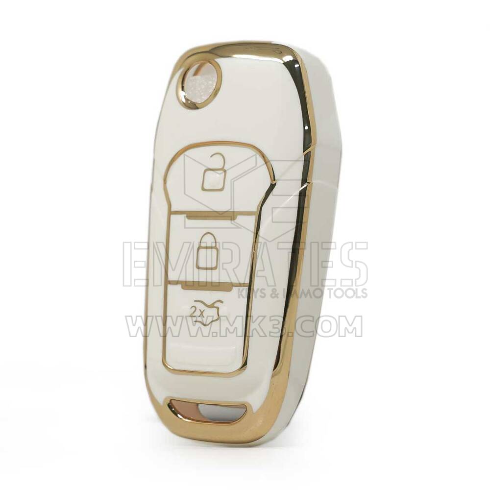 Nano High Quality Cover For Ford Fusion Flip Remote Key 3 Buttons White Color