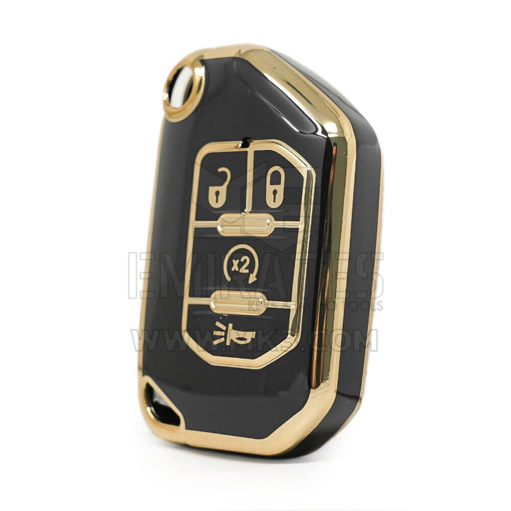 Nano High Quality Cover For Jeep Flip Remote Key 3+1 Buttons Black Color