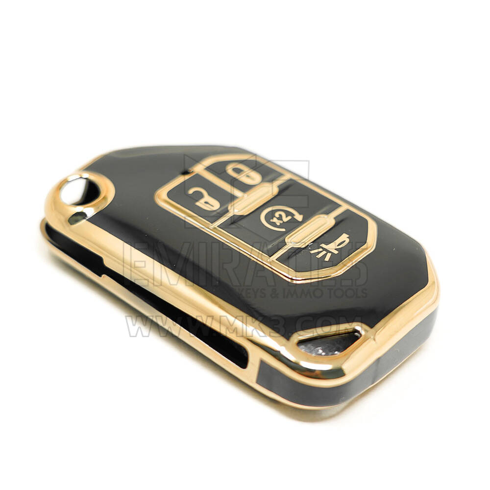 Nueva cubierta de alta calidad Nano del mercado de accesorios para Jeep Flip Remote Key 3 + 1 botones Color negro | Claves de los Emiratos