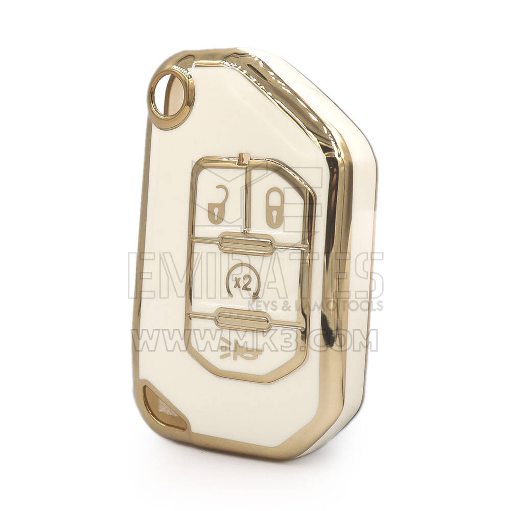 Housse Nano de haute qualité pour Jeep Flip Remote Key 3 + 1 boutons couleur blanche