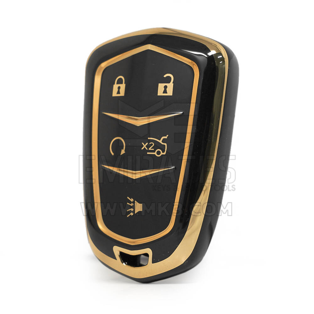 Nano High Quality Cover For Cadillac Remote Key 4+1 Buttons Black Color
