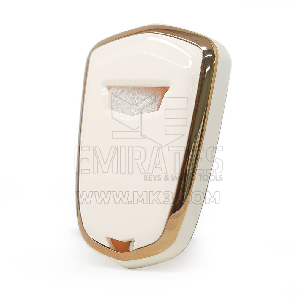 Capa Nano Para Cadillac Remote Key 4+1 Botões Cor Branca | MK3
