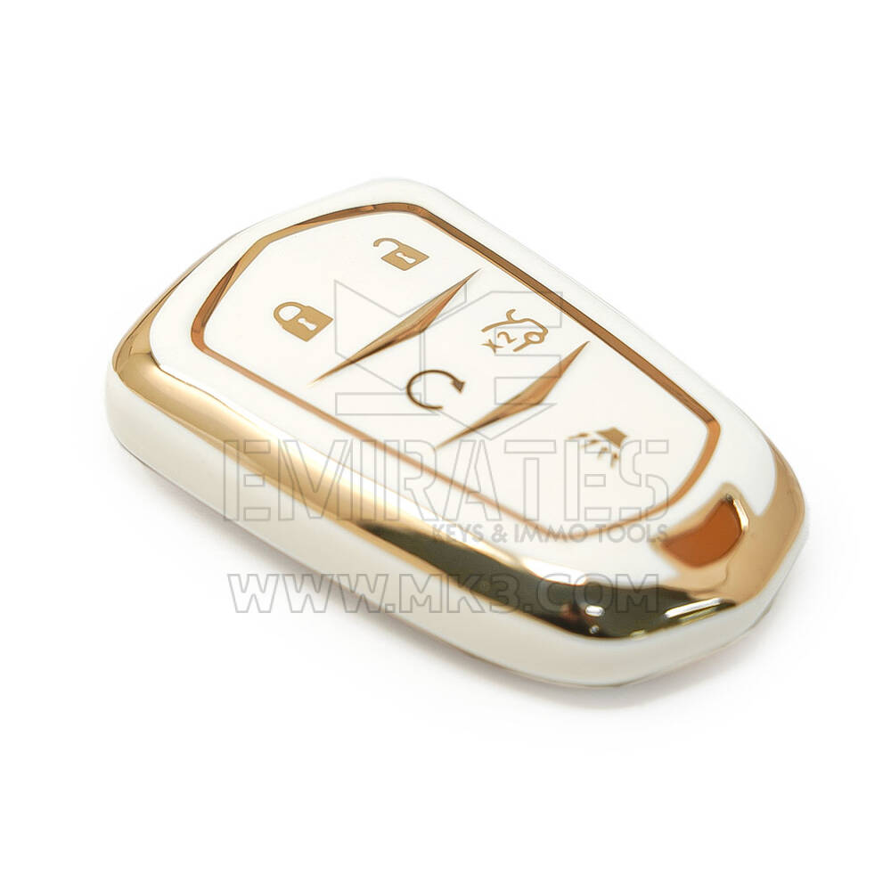 New Aftermarket Nano High Quality Cover For Cadillac Remote Key 4+1 Buttons White Color | Emirates Keys