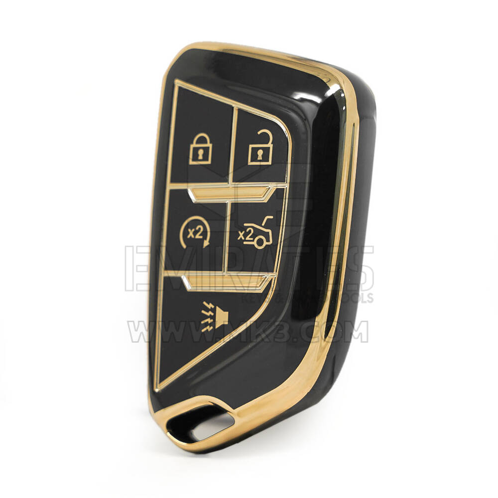 Nano capa de alta qualidade para Cadillac CTS chave remota 4+1 botões cor preta
