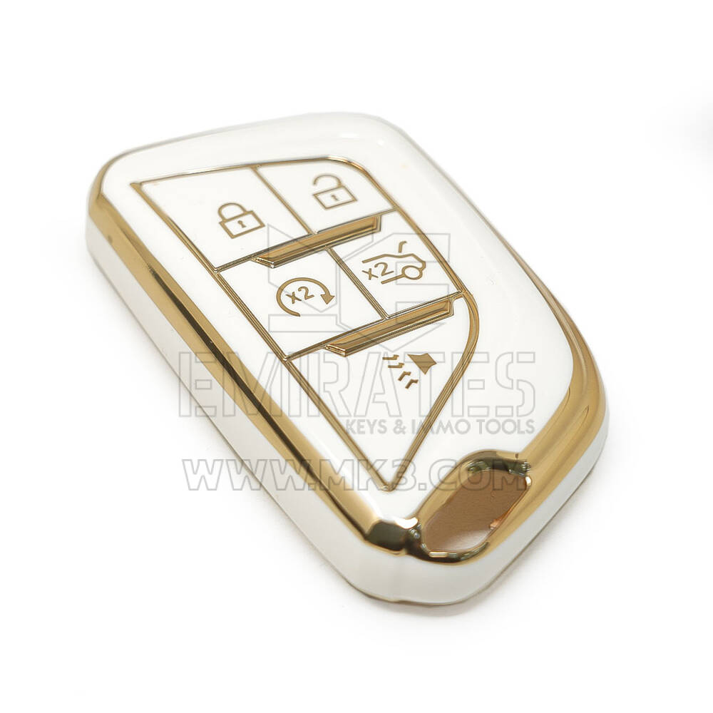 nueva cubierta de alta calidad nano del mercado de accesorios para cadillac cts llave remota 4 + 1 botones color blanco | Claves de los Emiratos