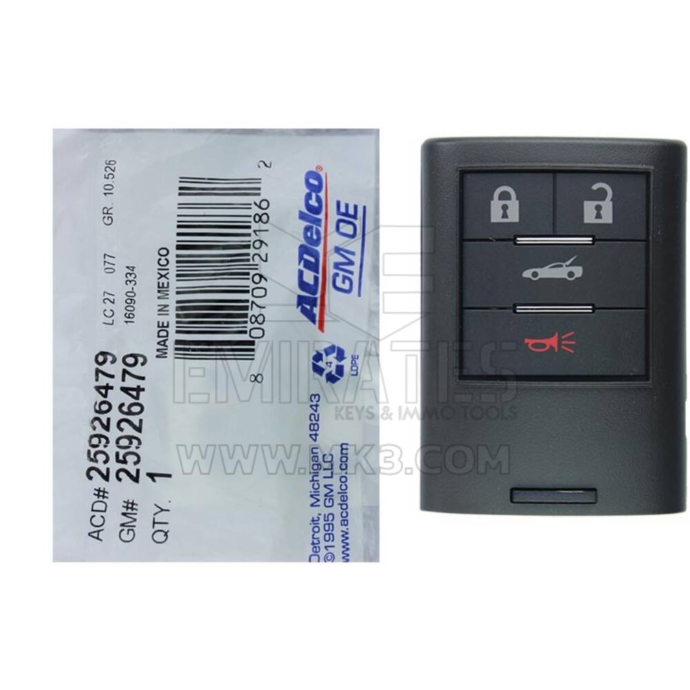 NUEVO Chevrolet Corvette 2008-2013 Genuine/OEM Smart Key Remote 4 botones 315MHz 25926479 / FCCID: M3N5WY7777A | Claves de los Emiratos