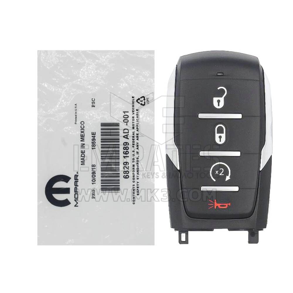 RAM 1500 2019-2021 Genuine/OEM Smart Remote Key 4 Buttons Auto Start Type 433MHz 68291689AD-001, 68442907AB | Emirates Keys