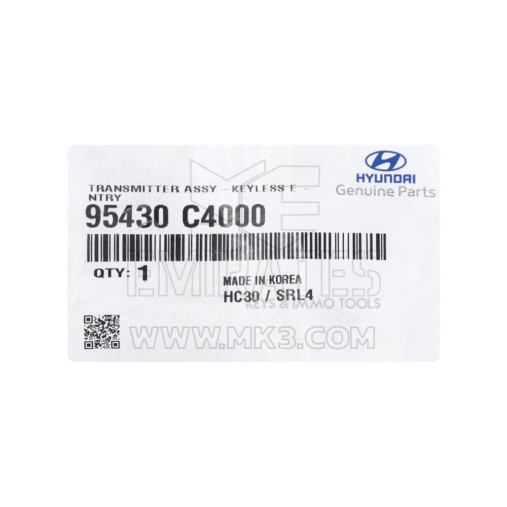 Nouveau module de clé à distance Hyundai Atos 2020 authentique/OEM 2 boutons 433 MHz Numéro de pièce OEM : 95430-C4000 | Clés Emirates