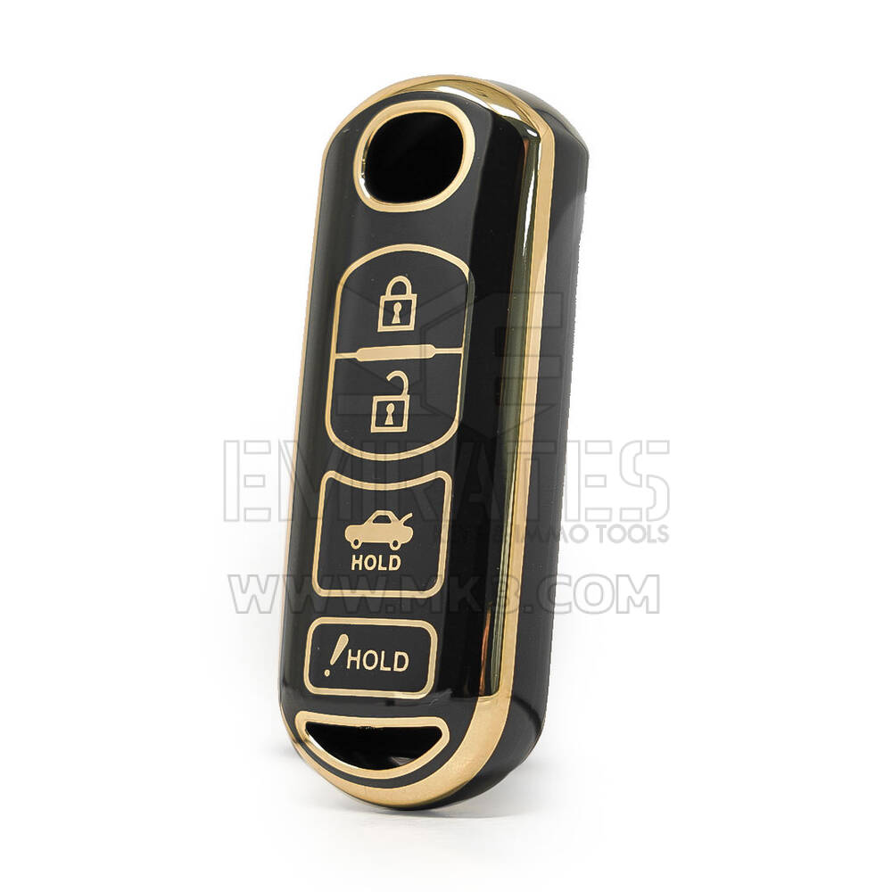 Nano High Quality Cover For Mazda Remote Key 3+1 Buttons Black Color