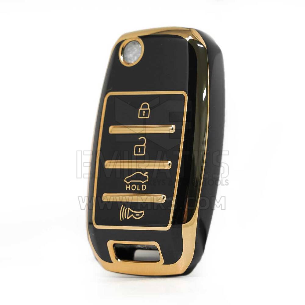 Нано-крышка высокого качества для KIA Flip Remote Key 3+1 кнопок черного цвета
