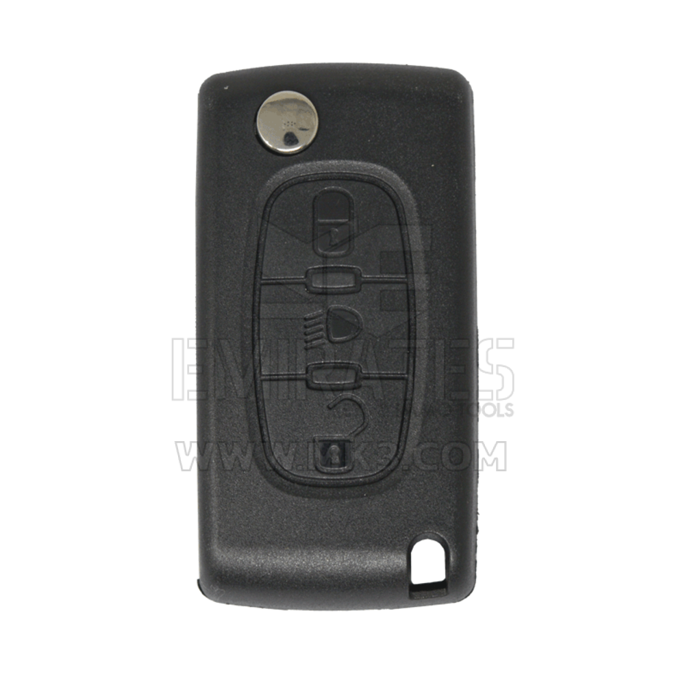 Peugeot Citroen Flip Remote Key Shell 3 botões tipo VA2 botão de luz de lâmina sem suporte de bateria