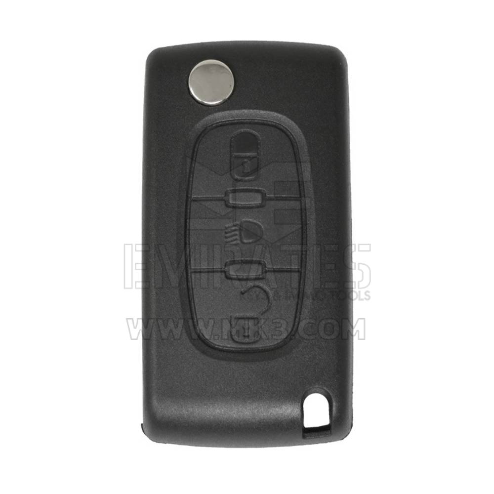 Coque de clé télécommande à rabat pour Citroën et Peugeot, 3 boutons lumineux avec support de batterie