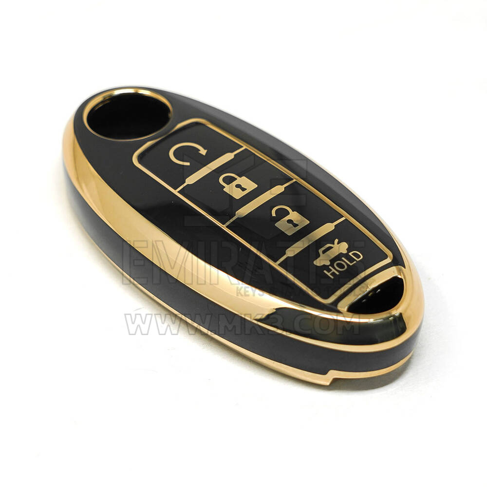 nueva cubierta de alta calidad nano del mercado de accesorios para nissan llave remota 4 botones de inicio automático color negro | Claves de los Emiratos