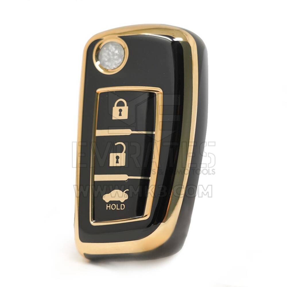 Capa nano de alta qualidade para Nissan Flip Remote Key 3 botões cor preta