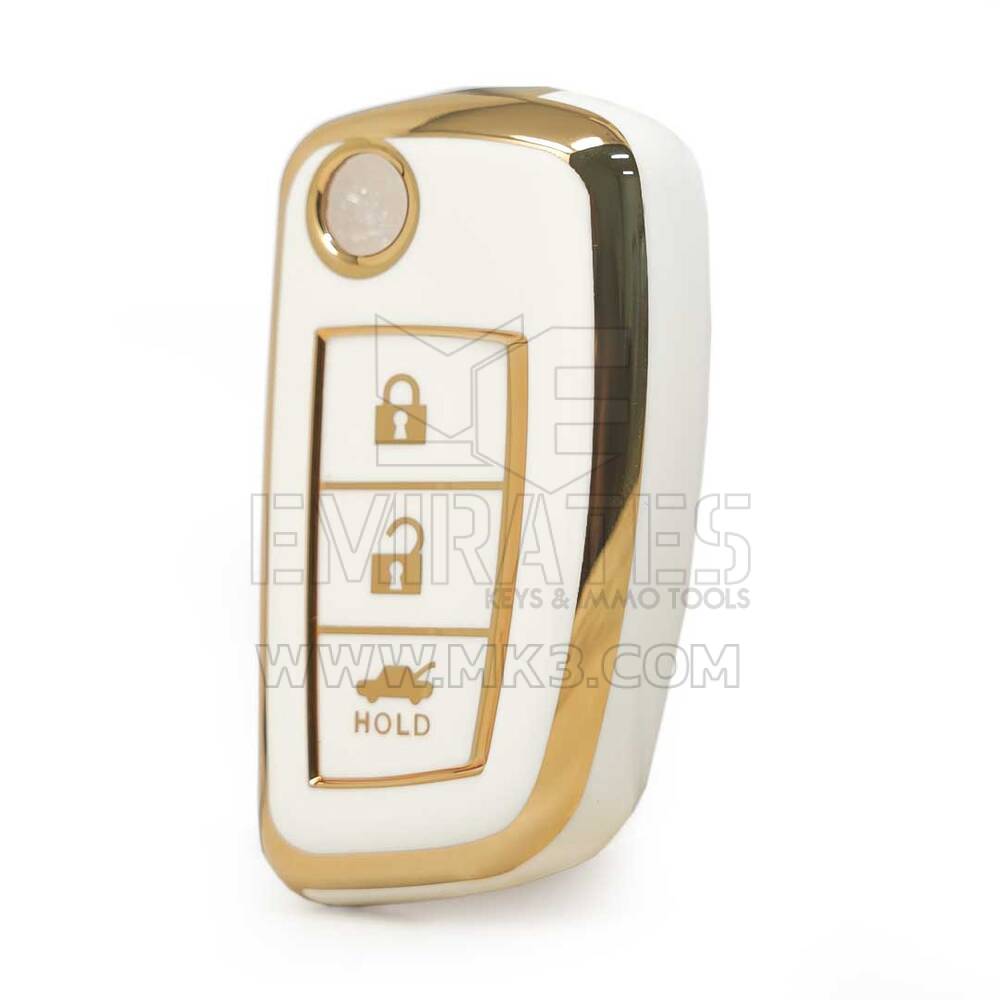 Nano High Quality Cover For Nissan Flip Remote Key 3 Buttons White Color