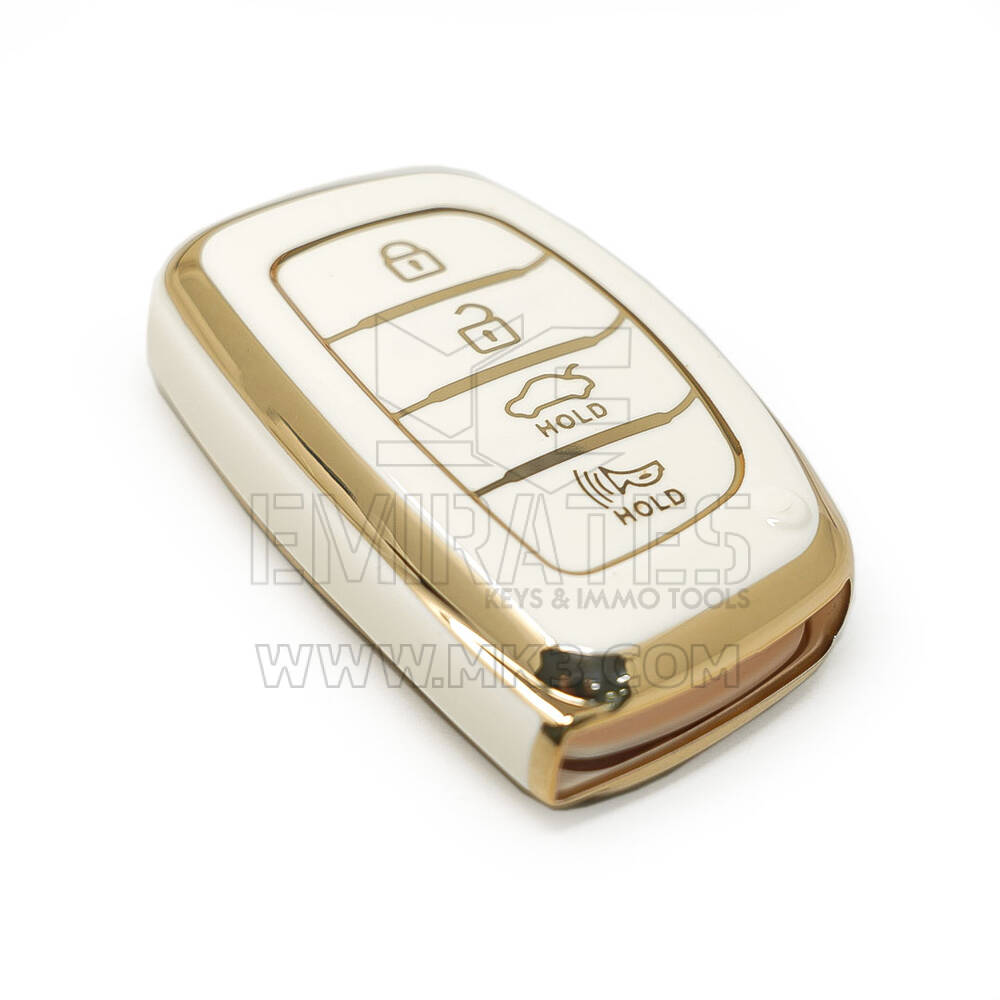 nueva cubierta de alta calidad nano del mercado de accesorios para hyundai tucson llave remota inteligente 4 botones de inicio automático color blanco | Claves de los Emiratos