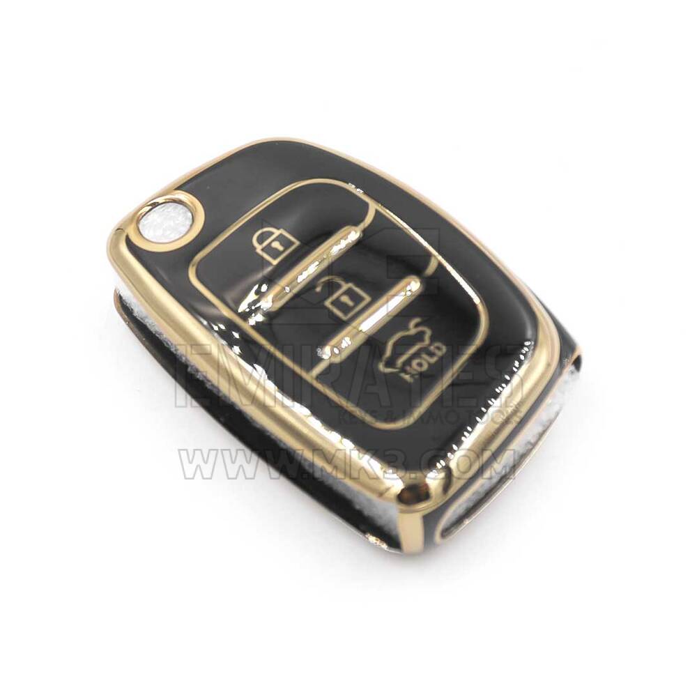 Nueva cubierta de alta calidad Nano del mercado de accesorios para Hyundai Flip Remote Key 3 botones Color negro | Claves de los Emiratos