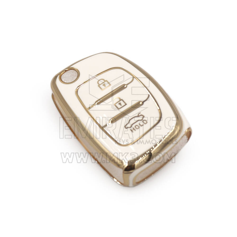 Nouvelle couverture de haute qualité Nano Aftermarket pour Hyundai Flip Remote Key 3 boutons couleur blanche | Clés Emirates