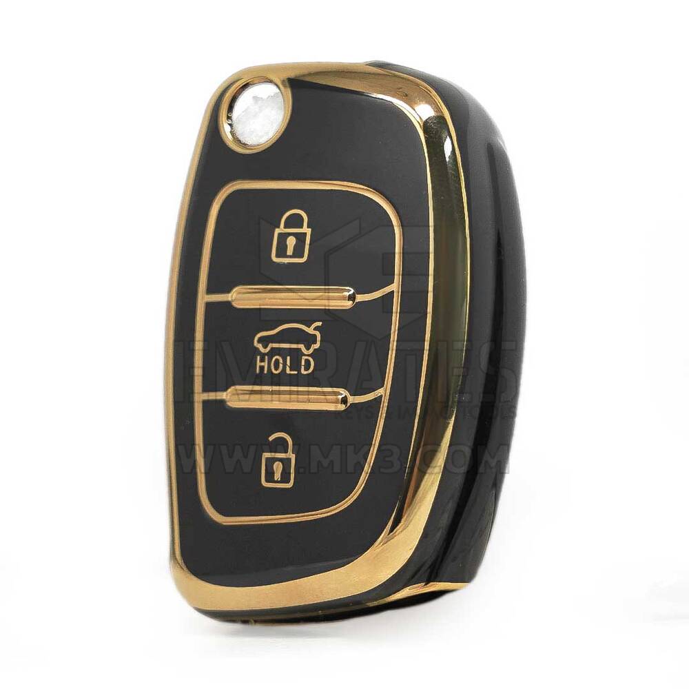 Nano High Quality Cover For Hyundai Sonata Flip Remote Key 3 Buttons Black Color