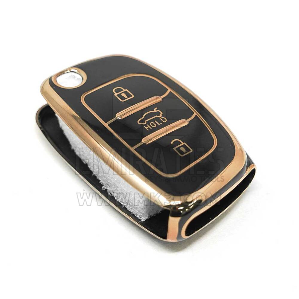 New Aftermarket Nano High Quality Cover For Hyundai Sonata Flip Remote Key 3 Buttons Black Color | Emirates Keys