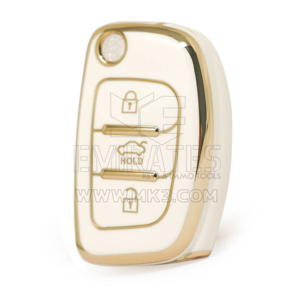 Nano  High Quality Cover For Hyundai Sonata Flip Remote Key 3 Buttons White Color