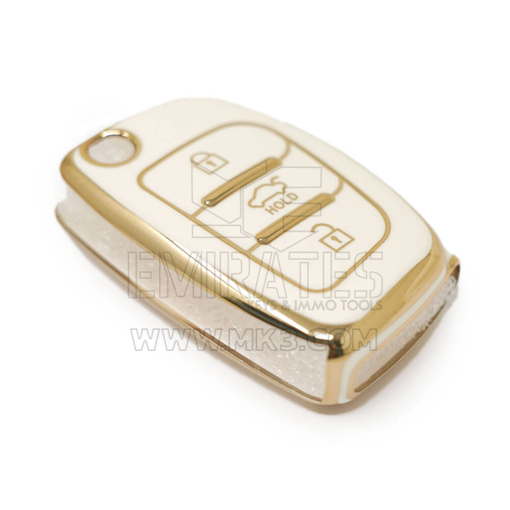 New Aftermarket Nano High Quality Cover For Hyundai Sonata Flip Remote Key 3 Buttons White Color | Emirates Keys