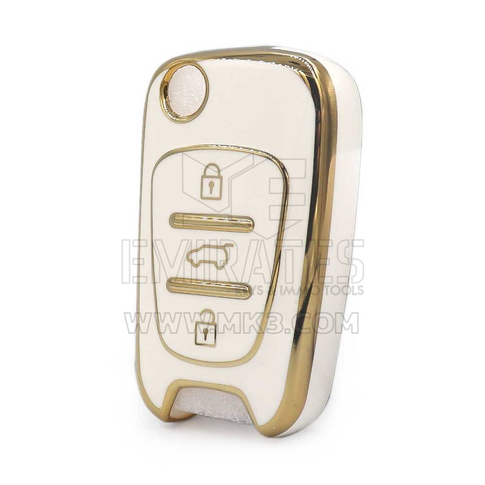 Nano High Quality Cover For Hyundai 2011 Flip Remote Key 3 Buttons SUV White Color