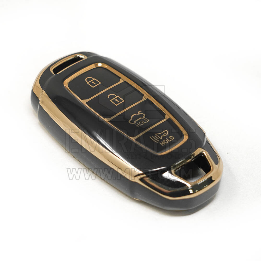 New Aftermarket Nano High Quality Cover For Hyundai Kona Remote Key 4 Buttons Auto Start Sedan Black Color  | Emirates Keys