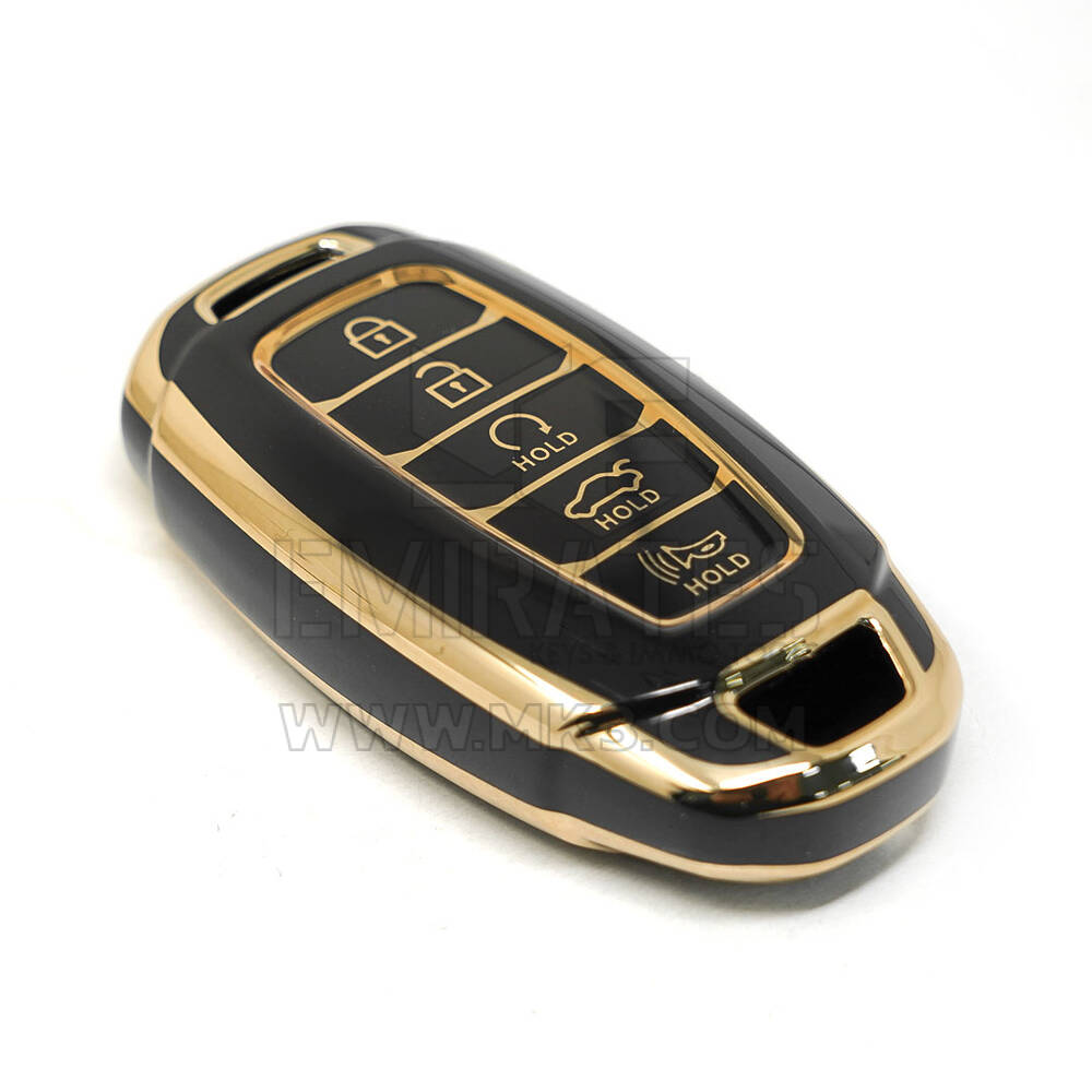 nueva cubierta de alta calidad nano del mercado de accesorios para llave remota hyundai 4 + 1 botones de inicio automático color negro | Claves de los Emiratos