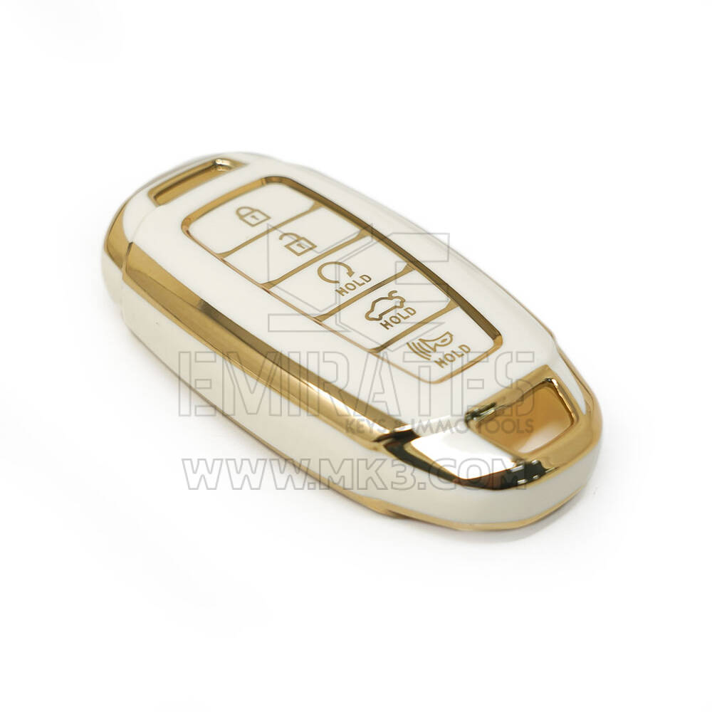 nueva cubierta de alta calidad nano del mercado de accesorios para hyundai llave remota 4 + 1 botones de inicio automático color blanco | Claves de los Emiratos