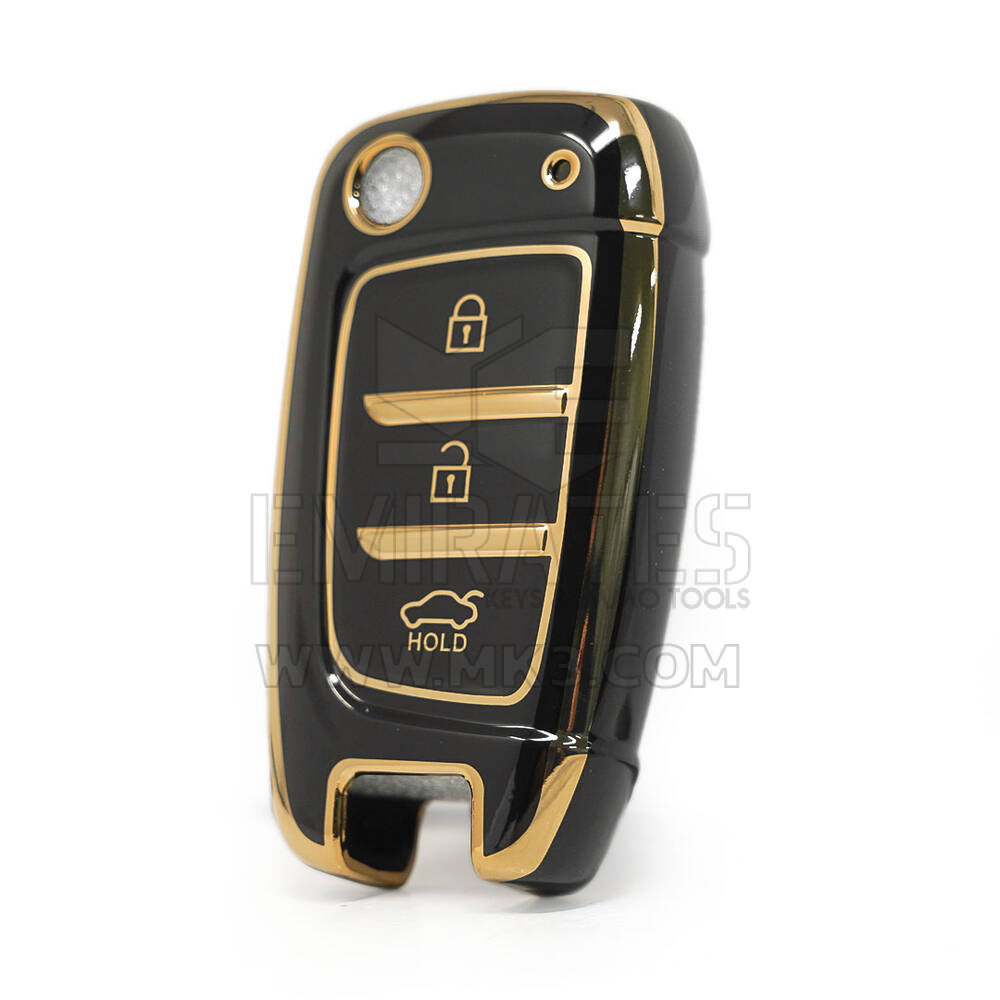 Capa Nano de alta qualidade para Hyundai 2020 Flip Remote Key 3 botões cor preta